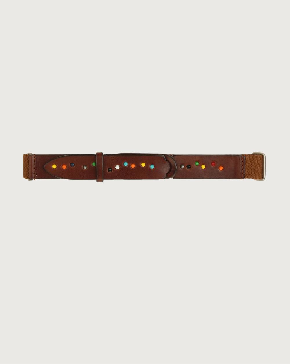 Orciani Cintura Nobuckle Kids Point Color in cuoio e tessuto con micro-borchie Italy