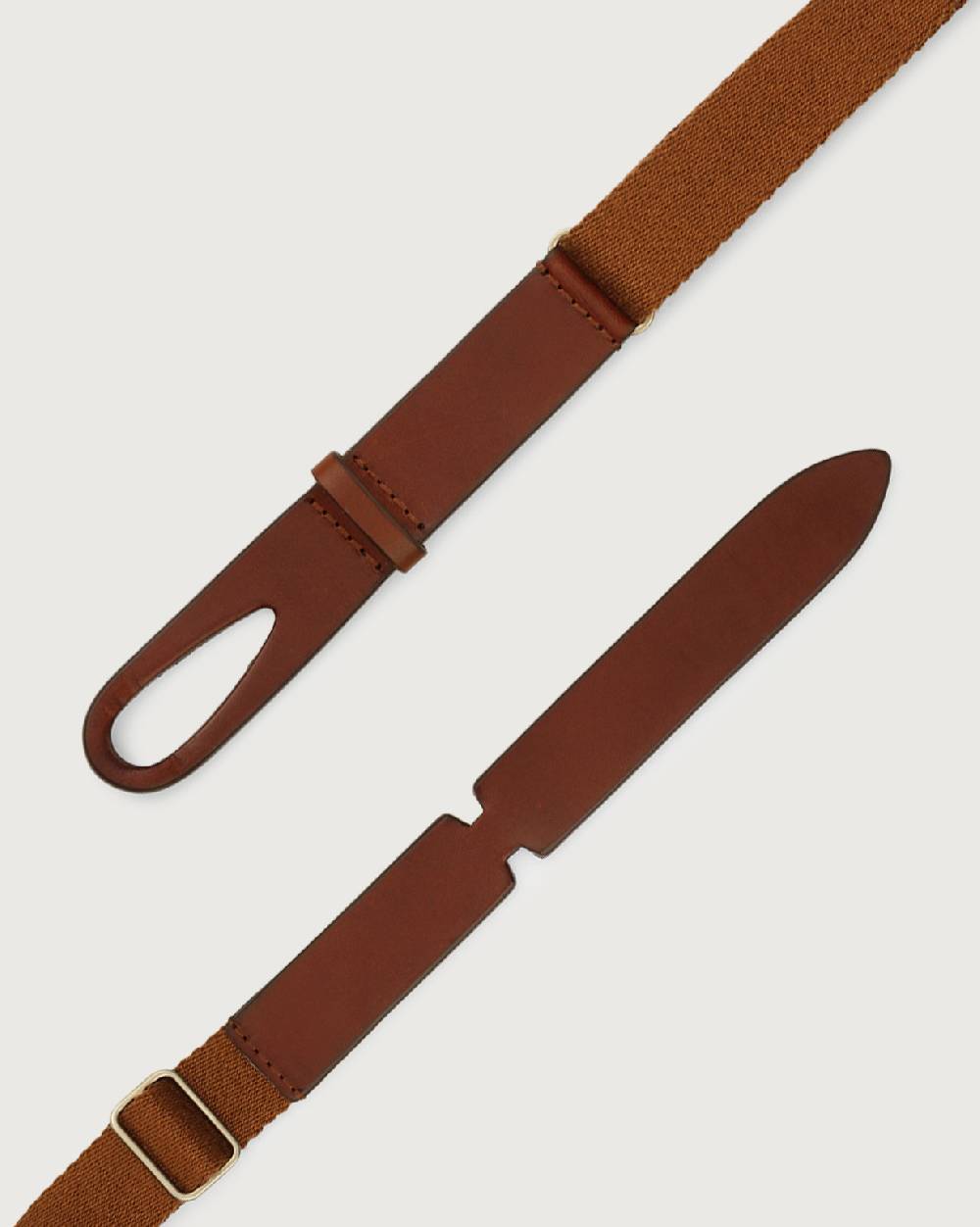 Orciani Cintura Nobuckle Kids Bull in cuoio e tessuto Nuovo
