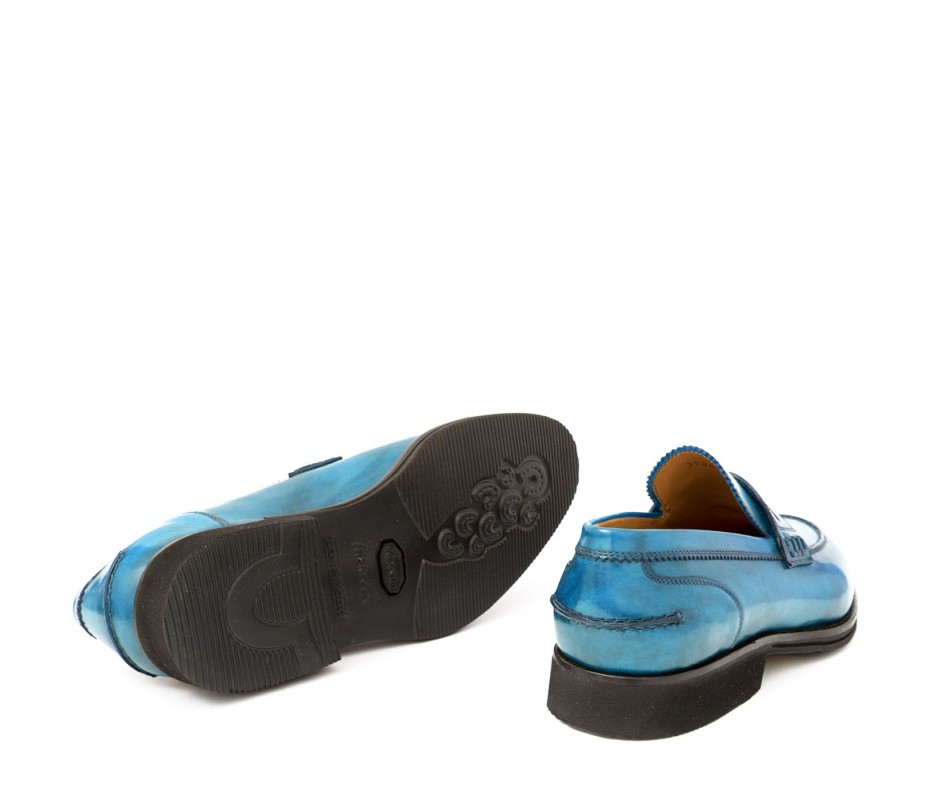 Pakerson MOCASSINO LUCCA PELLE AZZURRO BAY Promozione Limitata