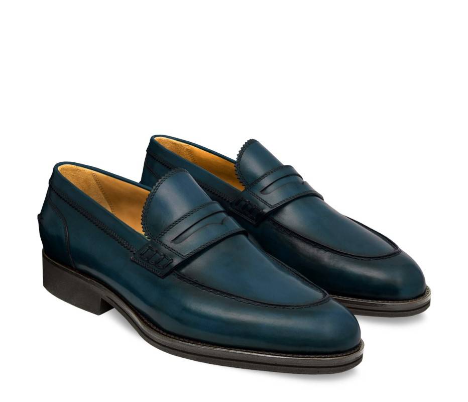 Pakerson MOCASSINO LUCCA PELLE BLU ISLAND Prezzo Ridotto