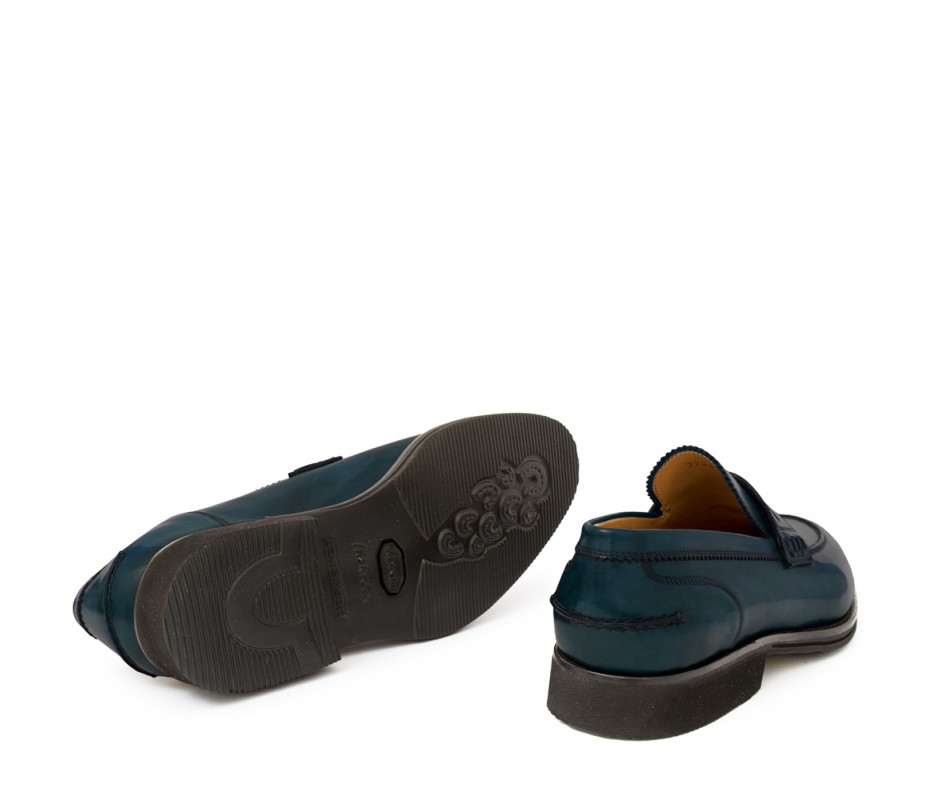 Pakerson MOCASSINO LUCCA PELLE BLU ISLAND Prezzo Ridotto