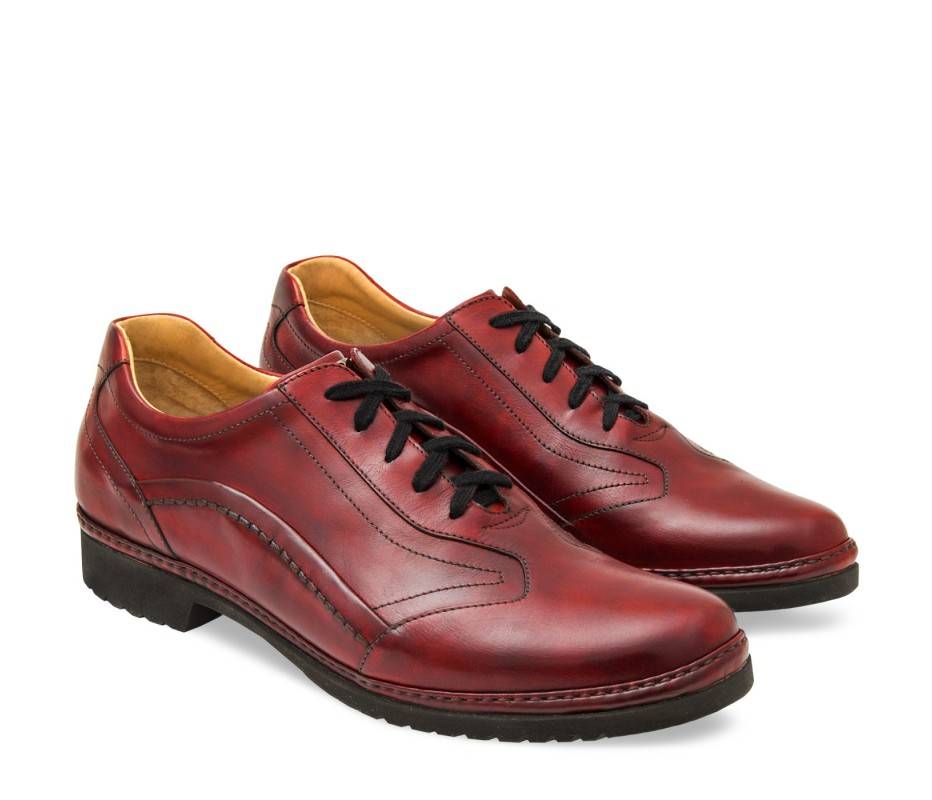 Pakerson DERBY PIENZA PELLE ROSSO BORDEAUX In Linea