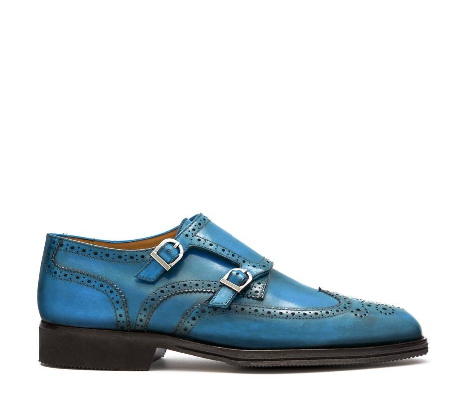 Pakerson DOPPIA FIBBIA SIENA PELLE AZZURRO BAY