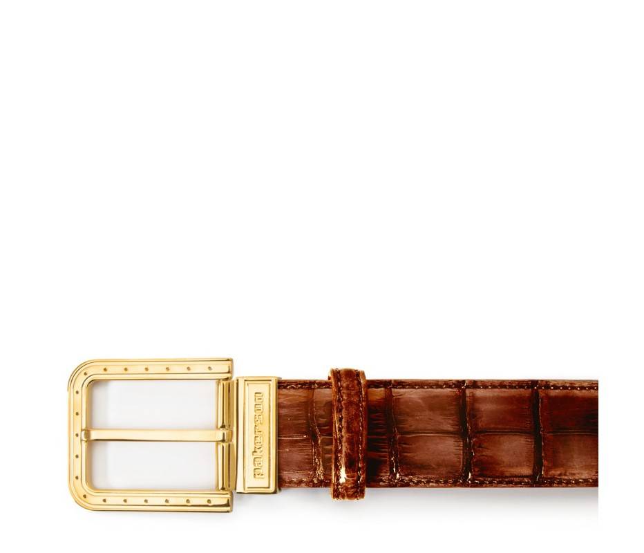 Pakerson FIBBIA RIPA ALLIGATORE MARRONE WOOD