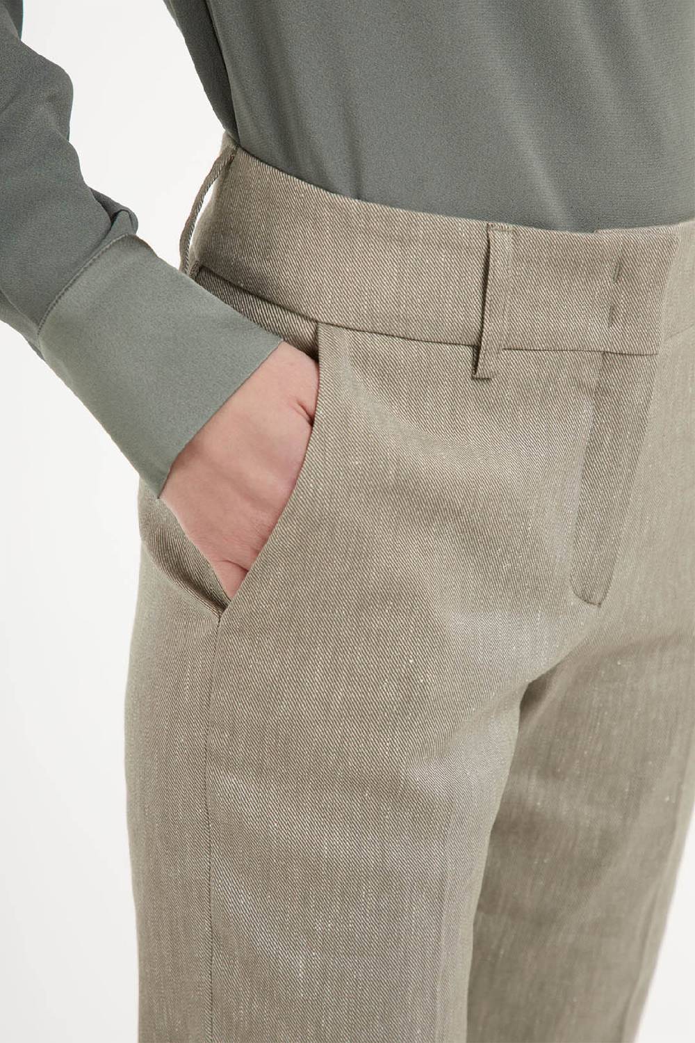 Piazza Sempione KIM Gabardina di lino cotone effetto denim Outlet