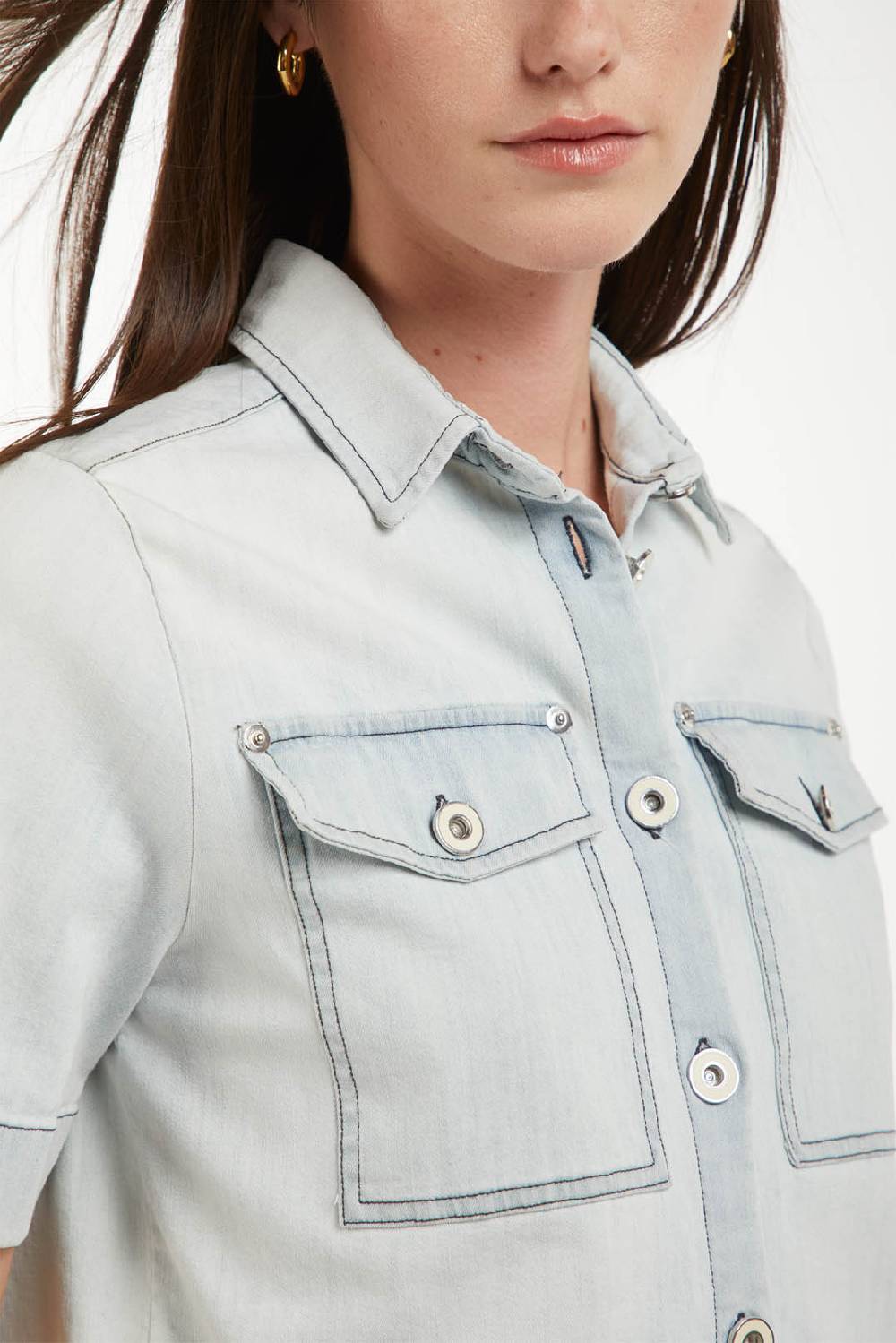 Piazza Sempione Camicia in denim manica corta Promozione Limitata
