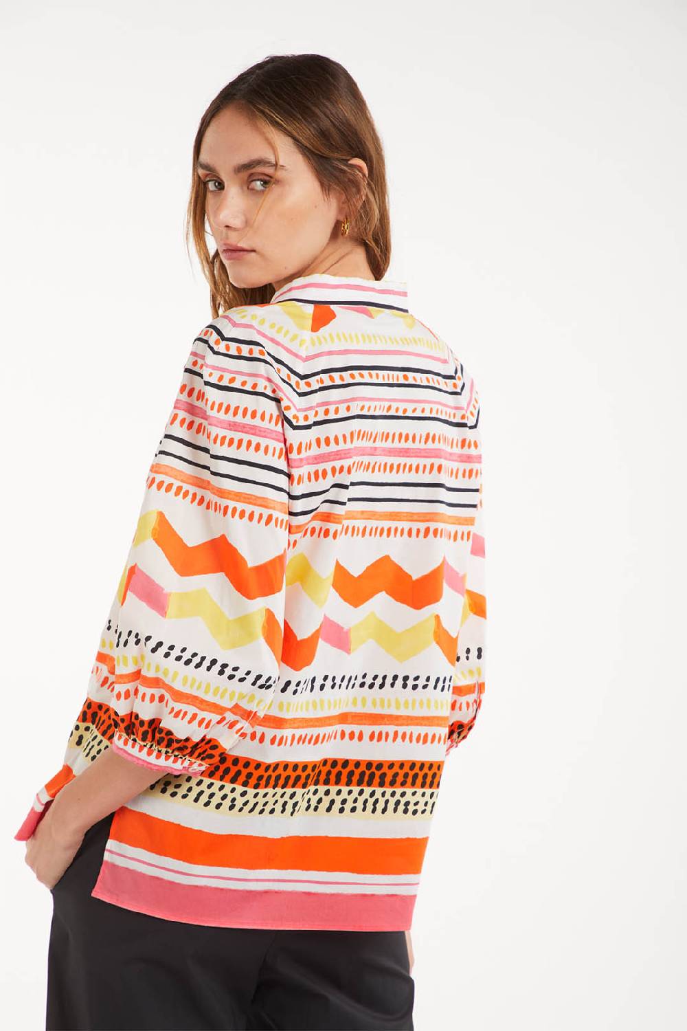 Piazza Sempione Camicia boho con stampa astratta Prezzo Ridotto