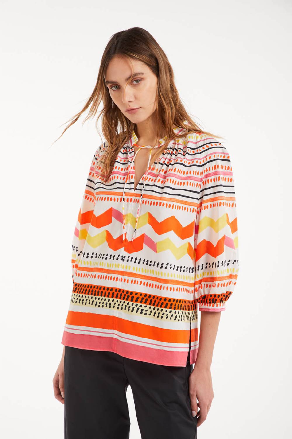 Piazza Sempione Camicia boho con stampa astratta Prezzo Ridotto
