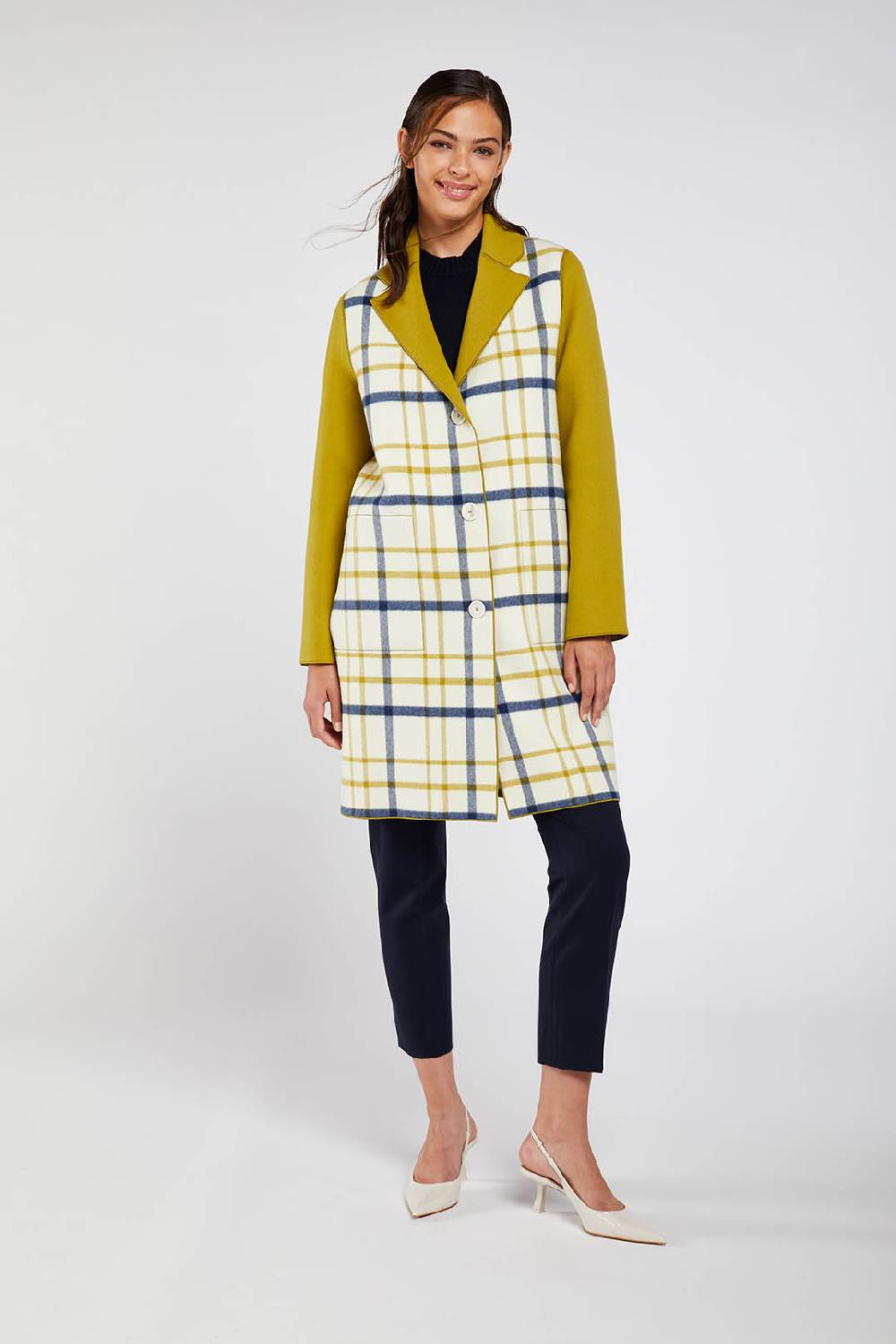 Piazza Sempione Cappotto in panno double fantasia check Vendite Flash