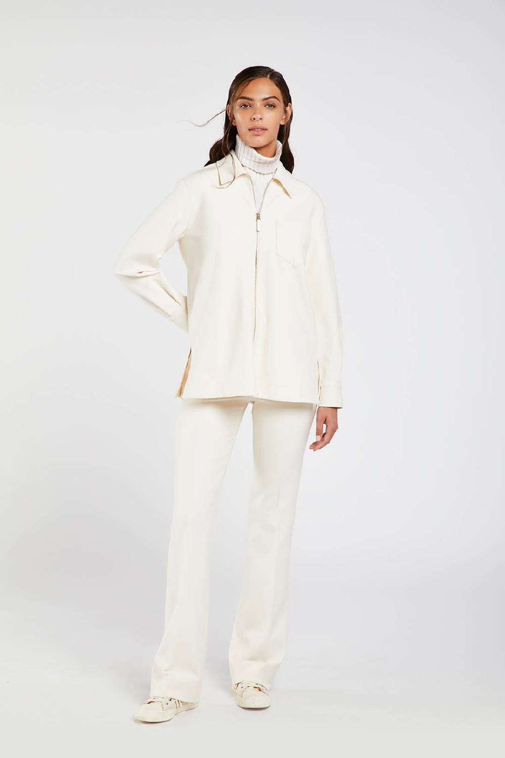 Piazza Sempione Giacca camicia in gabardina diagonale stretch Outlet