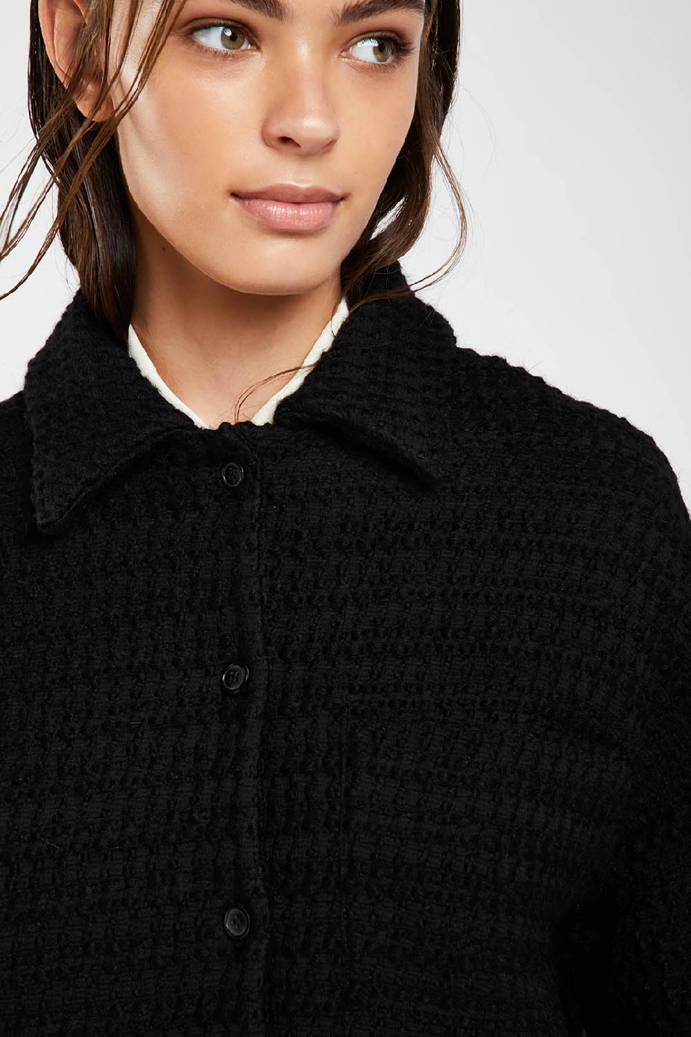 Piazza Sempione Giacca camicia in tweed tonale Vendita Calda