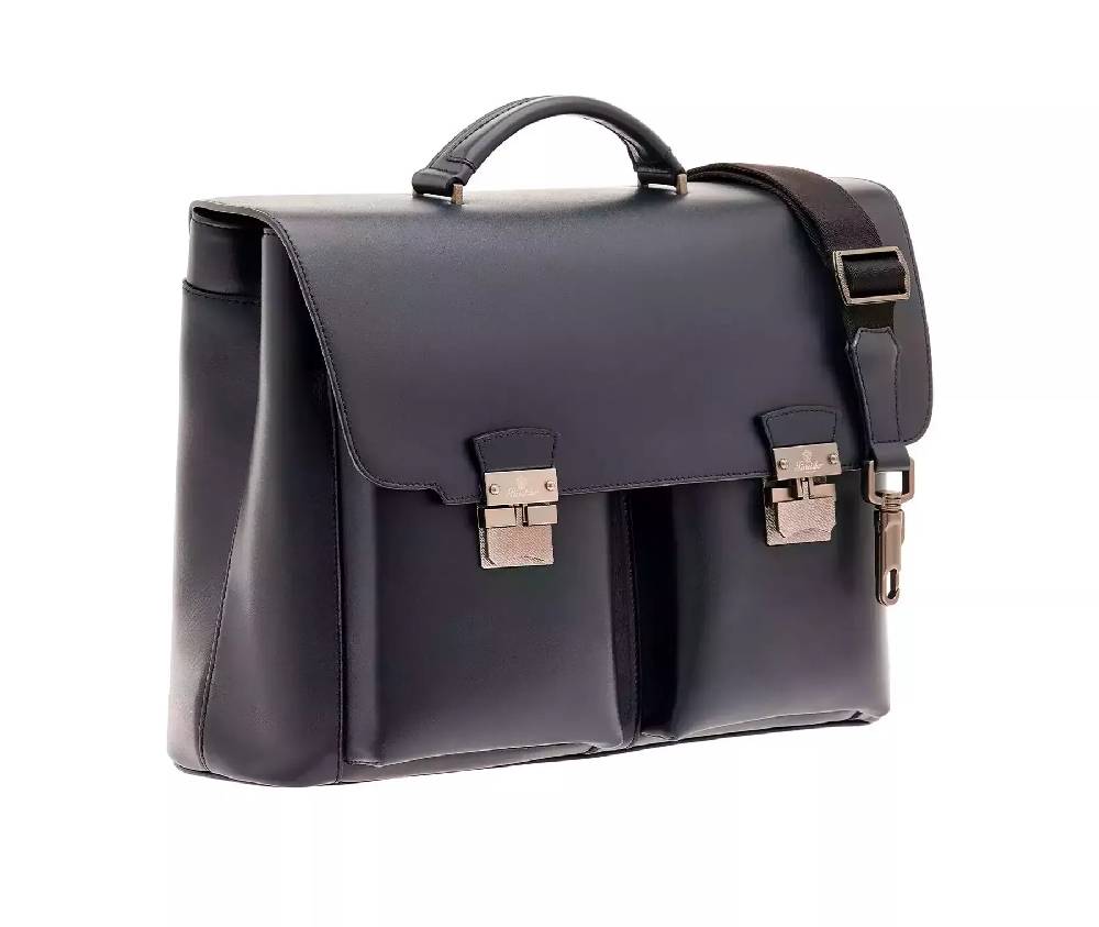 Pineider Double Briefcase in Metro Smooth Vendita Economica
