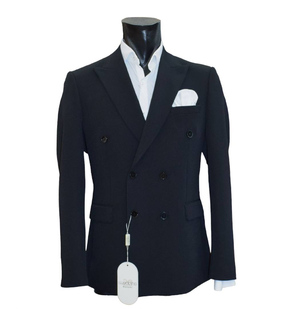 Musani Milano Cerimonia Abito musani nero doppiopetto slim fit