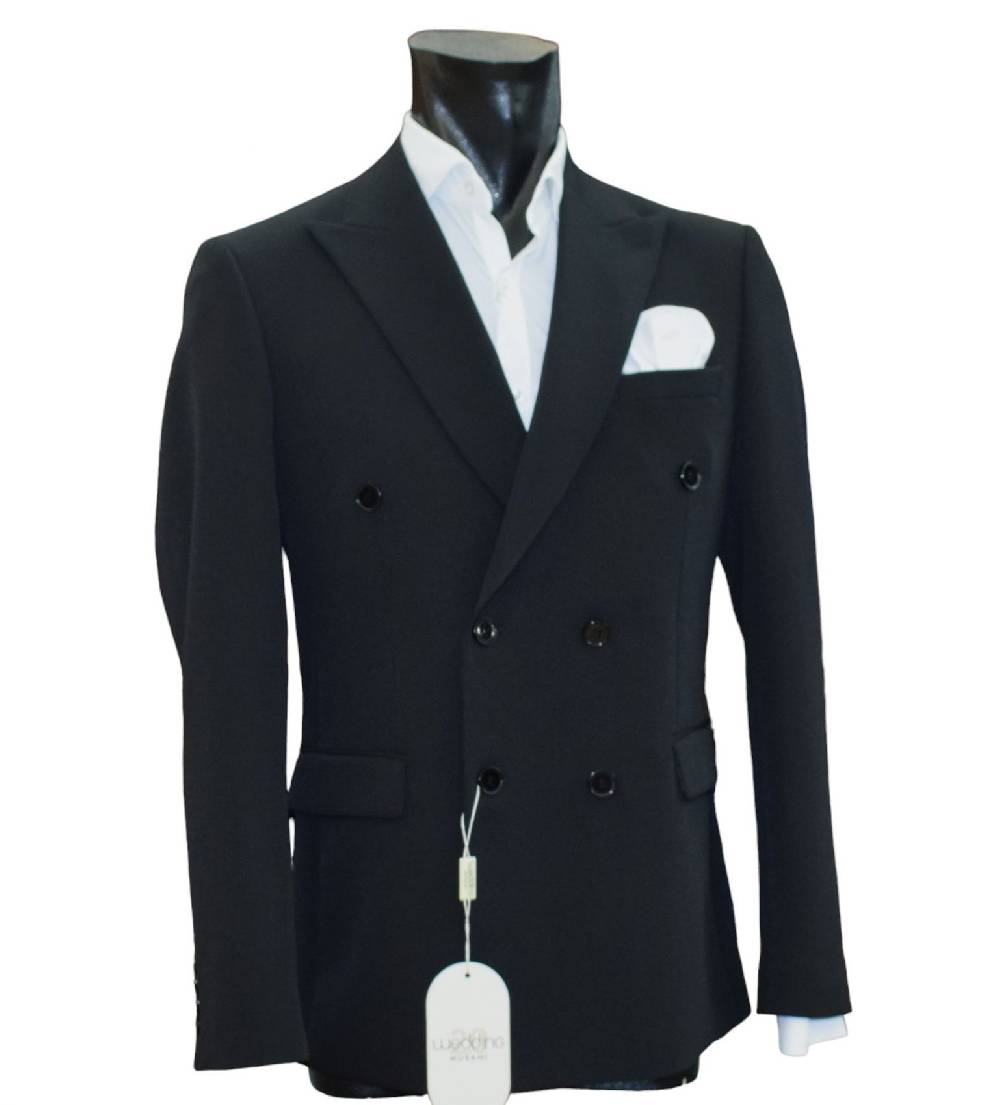Musani Milano Cerimonia Abito musani nero doppiopetto slim fit Presa