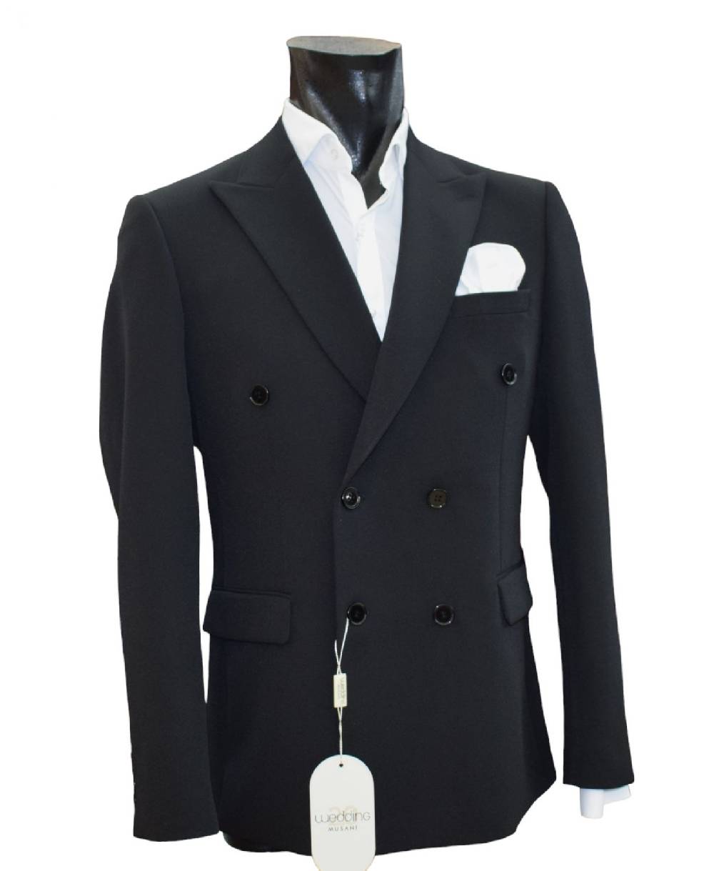 Musani Milano Cerimonia Abito musani nero doppiopetto slim fit Presa