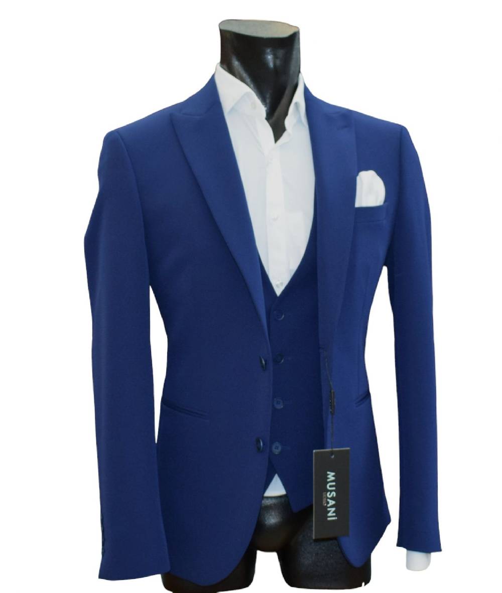 Musani Milano Cerimonia Abito musani bluette con gilet slim fit Negozi Online