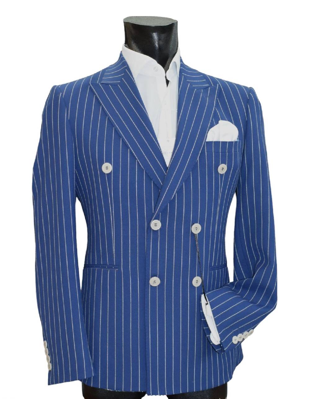 Musani Milano Cerimonia Abito musani bluette gessato a doppio petto slim fit Offerta
