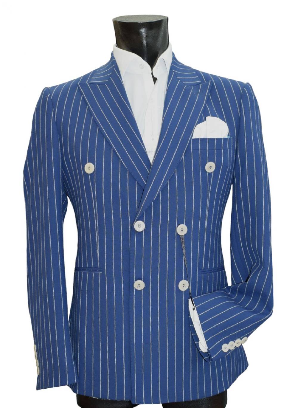 Musani Milano Cerimonia Abito musani bluette gessato a doppio petto slim fit Offerta