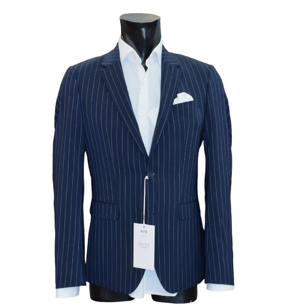 Digel Move Abito blu gessato digel in lana marzotto extra slim fit Economico