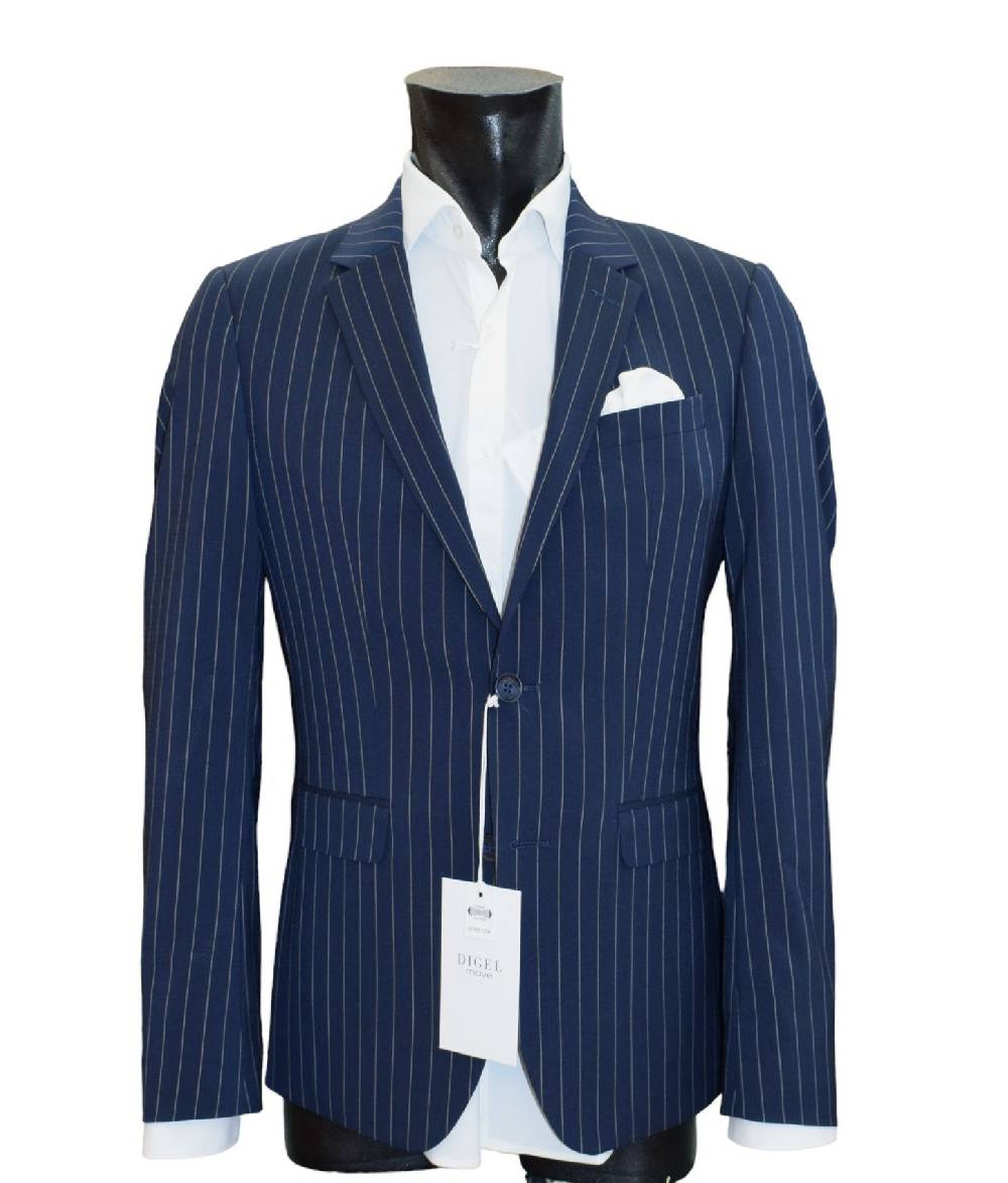 Digel Move Abito blu gessato digel in lana marzotto extra slim fit Economico
