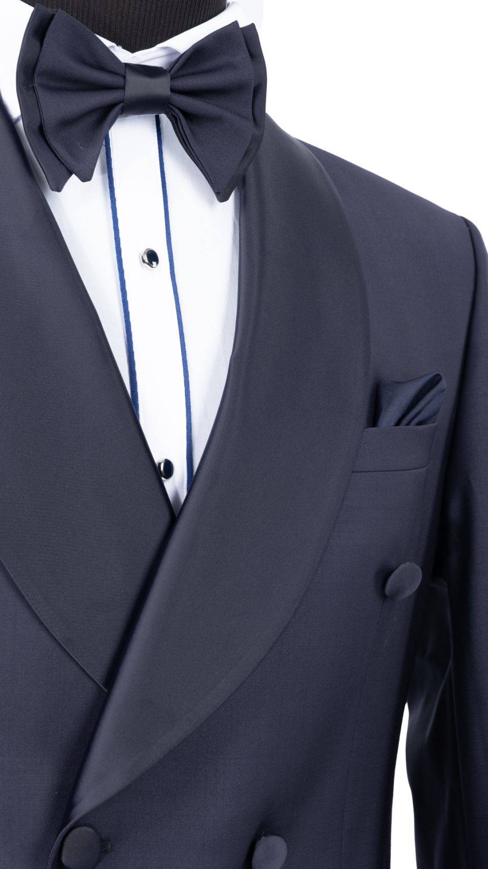 Baggi Smoking blu doppiopetto baggi cerimonia slim fit Vendita Economica
