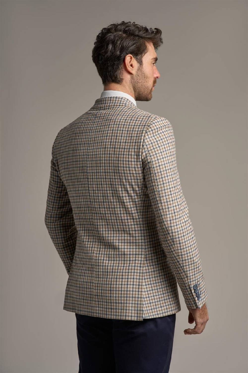 House of Cavani Giacca beige quadri cavani slim fit a doppiopetto In Linea