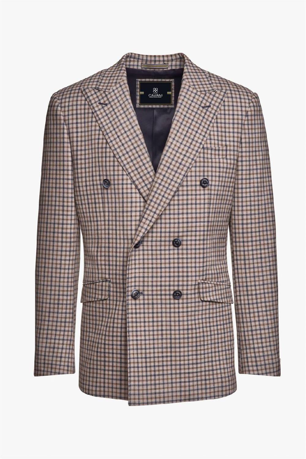 House of Cavani Giacca beige quadri cavani slim fit a doppiopetto In Linea