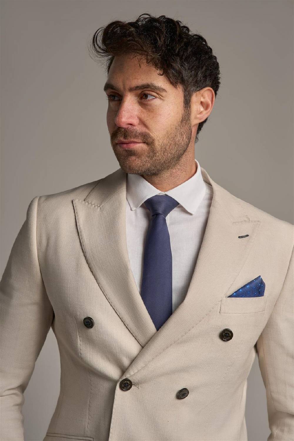 House of Cavani Giacca beige cavani slim fit a doppiopetto sfoderata Nuovo