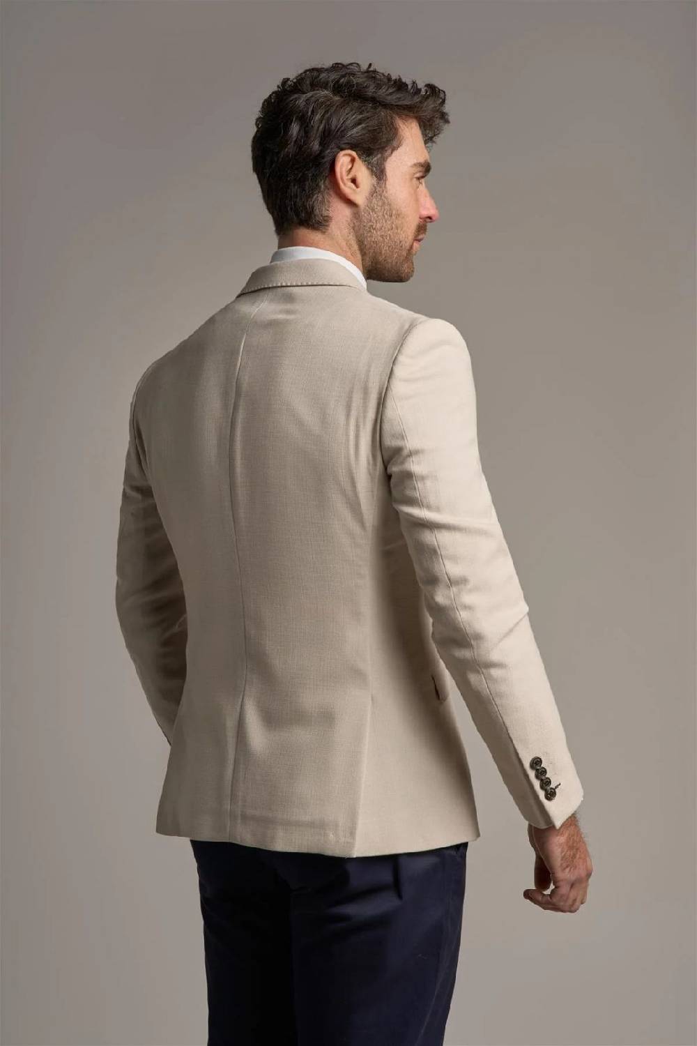 House of Cavani Giacca beige cavani slim fit a doppiopetto sfoderata Nuovo