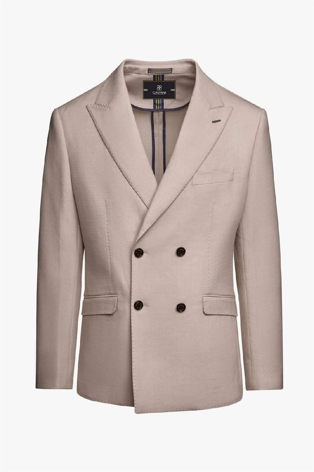 House of Cavani Giacca beige cavani slim fit a doppiopetto sfoderata Nuovo