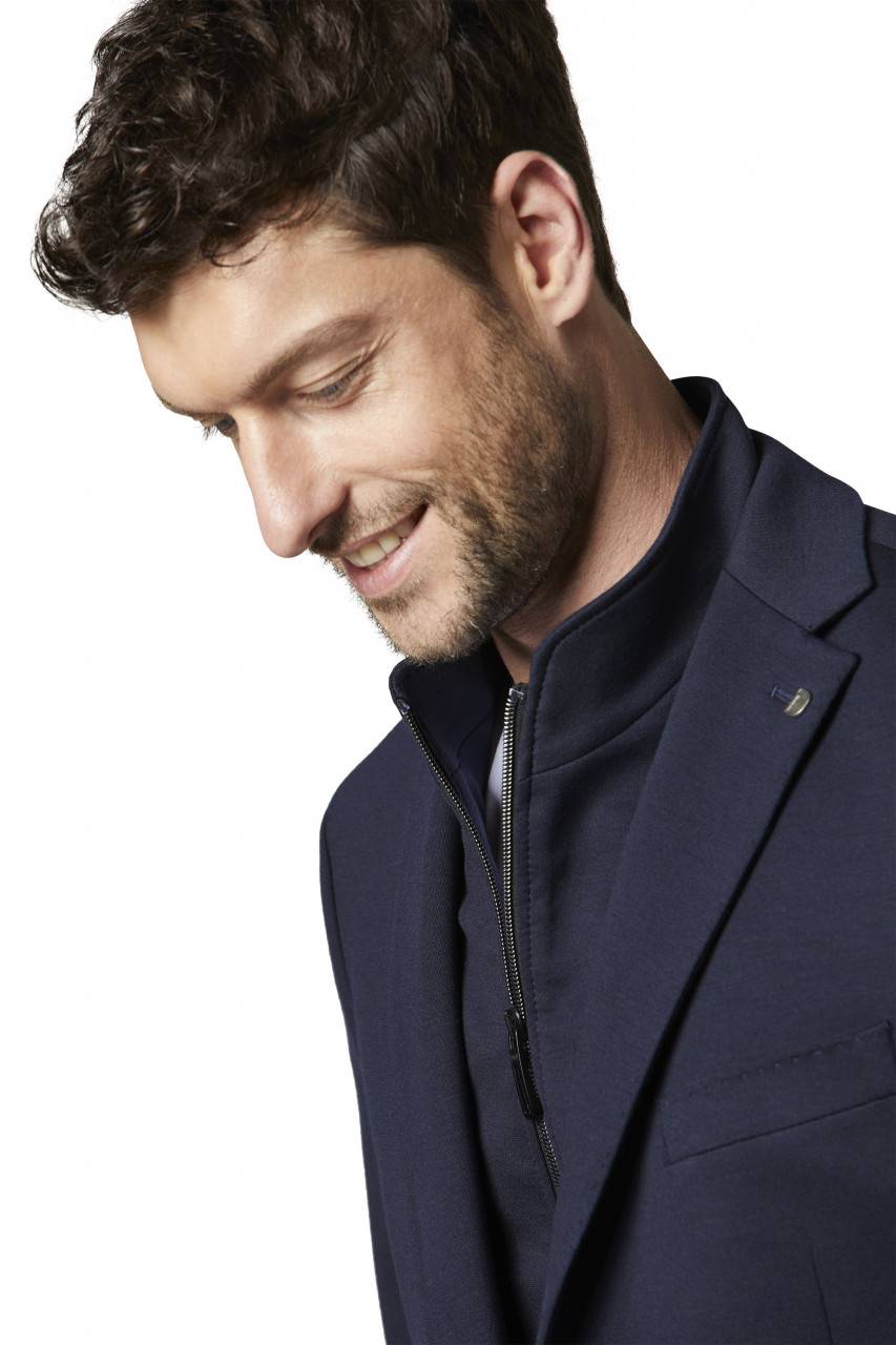 Digel Giacca blu in jersey modern fit digel con pettorina staccabile Qualità Garantita