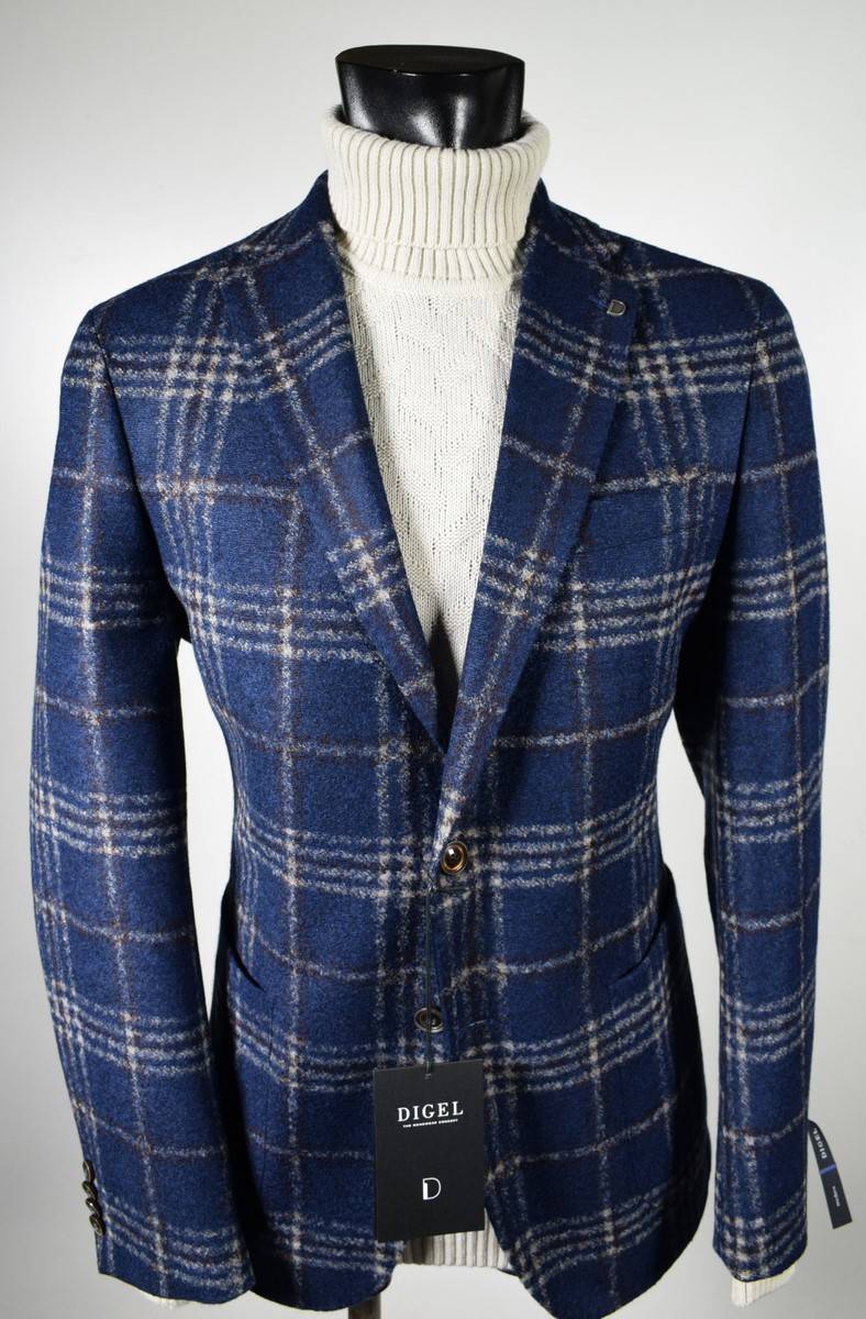 Digel Giacca blu a quadri digel in jersey sfoderata modern fit In Vendita