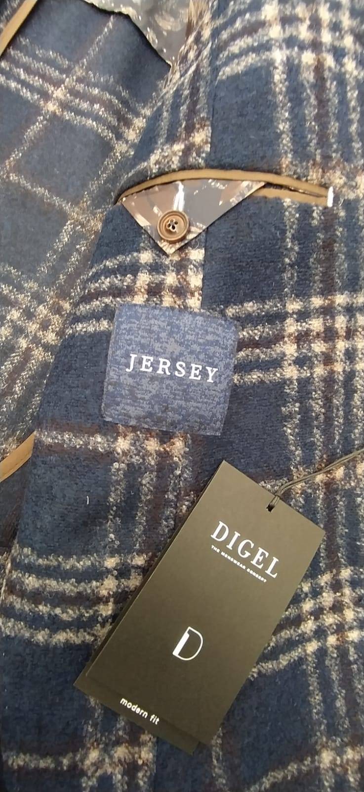 Digel Giacca blu a quadri digel in jersey sfoderata modern fit In Vendita