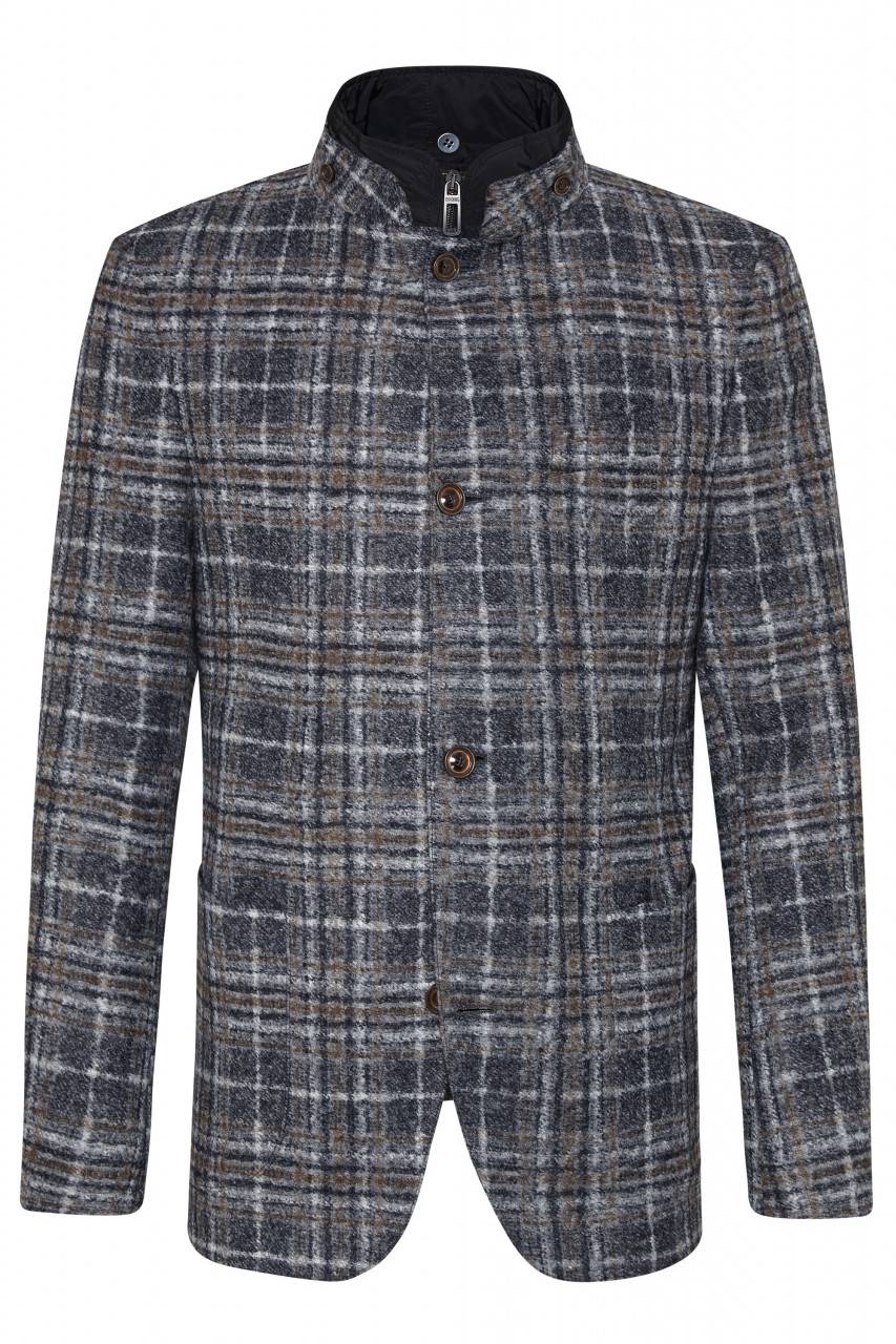 Digel Giacca digel slim fit grigio a quadri in jersey Vendita Calda