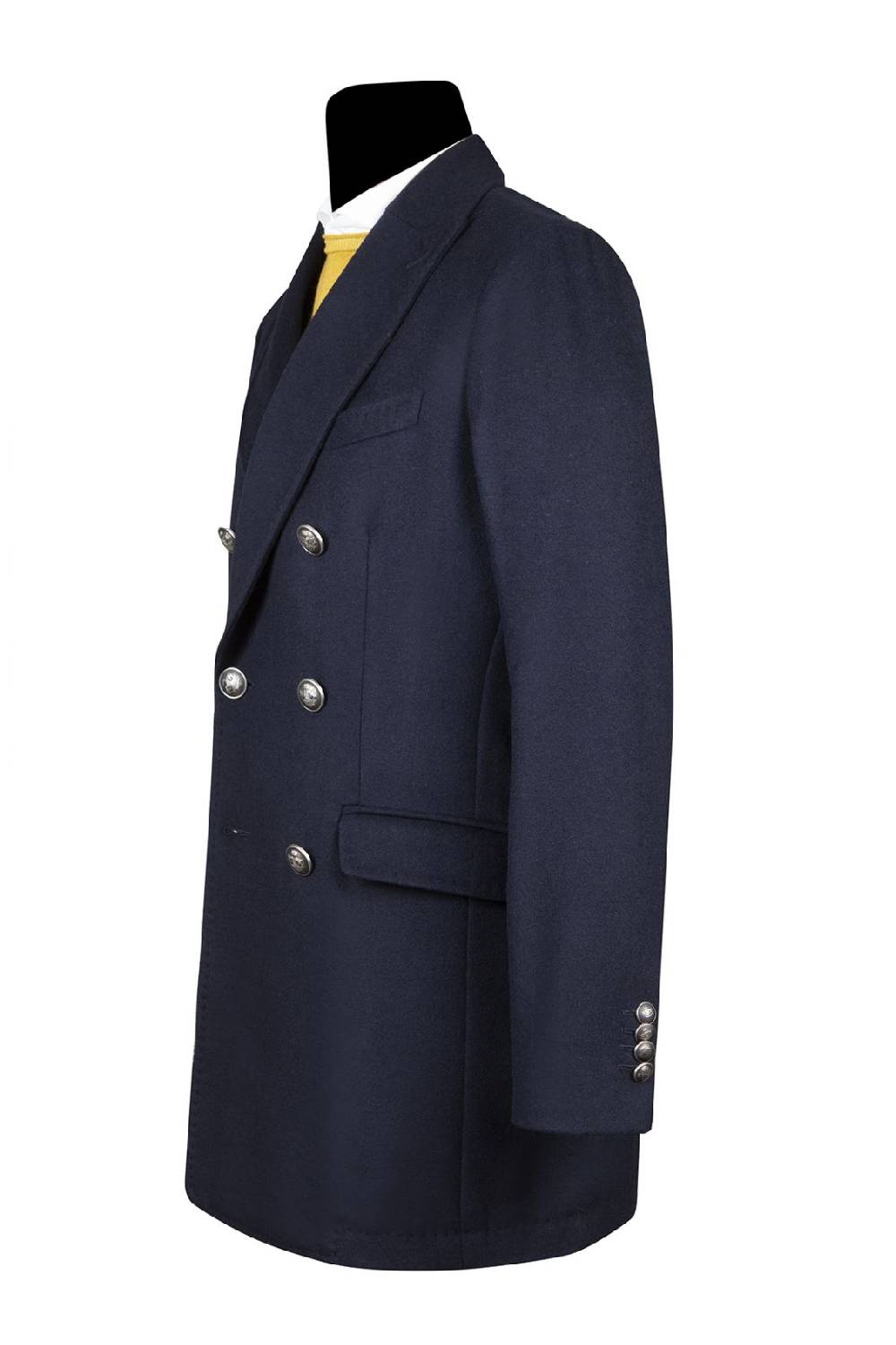 Simbols Cappotto blu doppiopetto sfoderato simbols misto cashmere Sconto