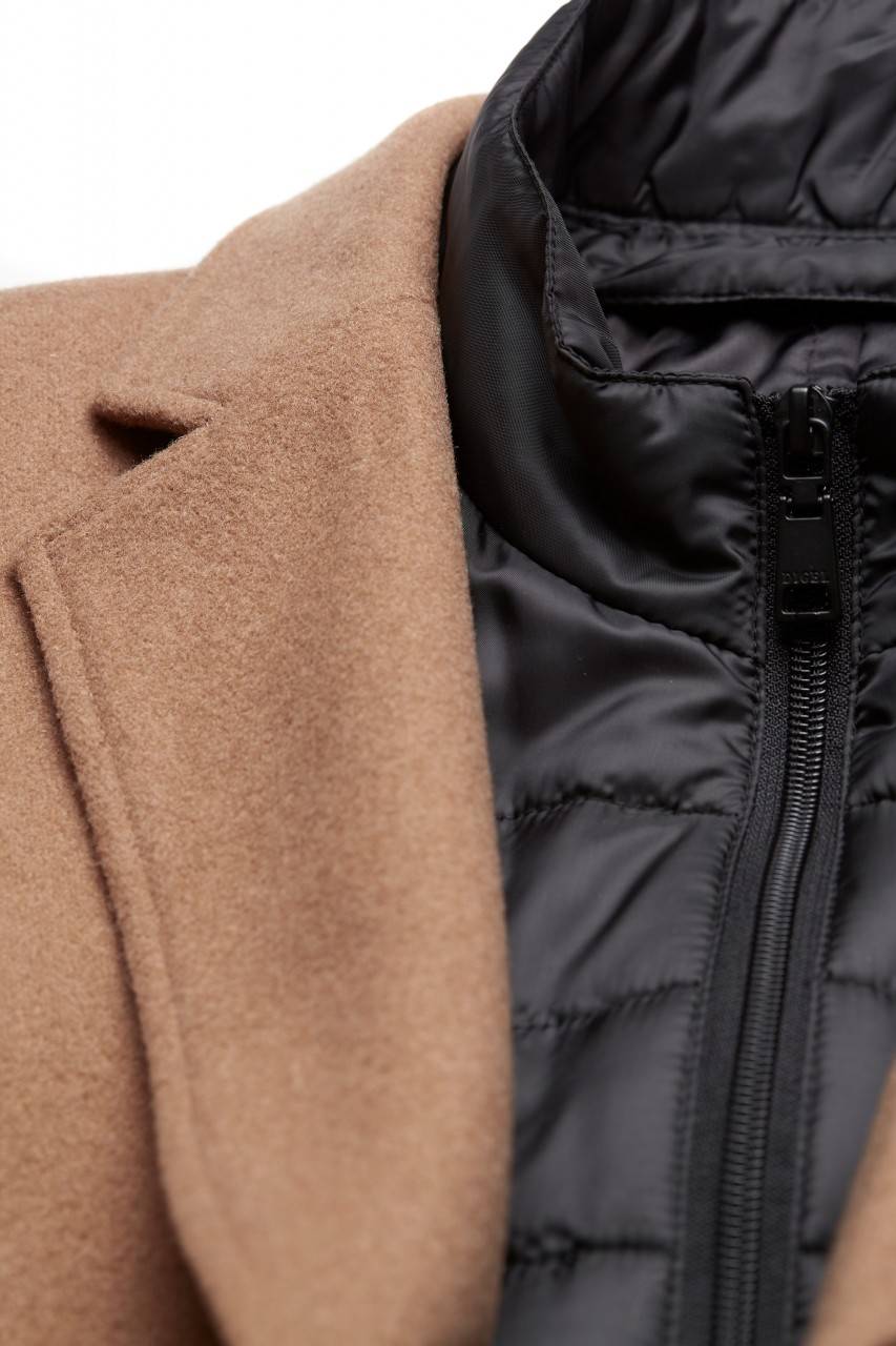 Digel Cappotto cammello digel con pettorina antivento staccabile In Vendita
