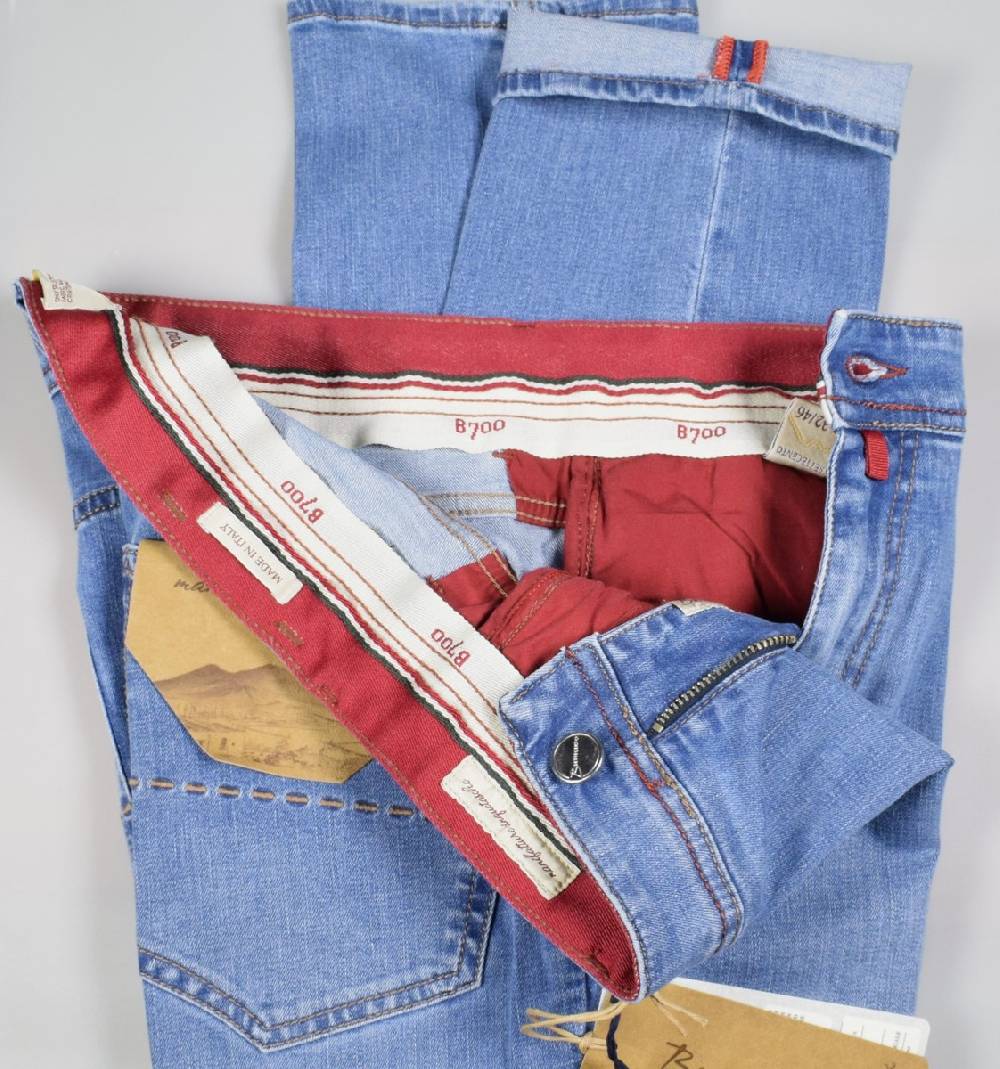 B Settecento Pantalone in denim stretch b700 slim fit lavaggio chiaro Moda