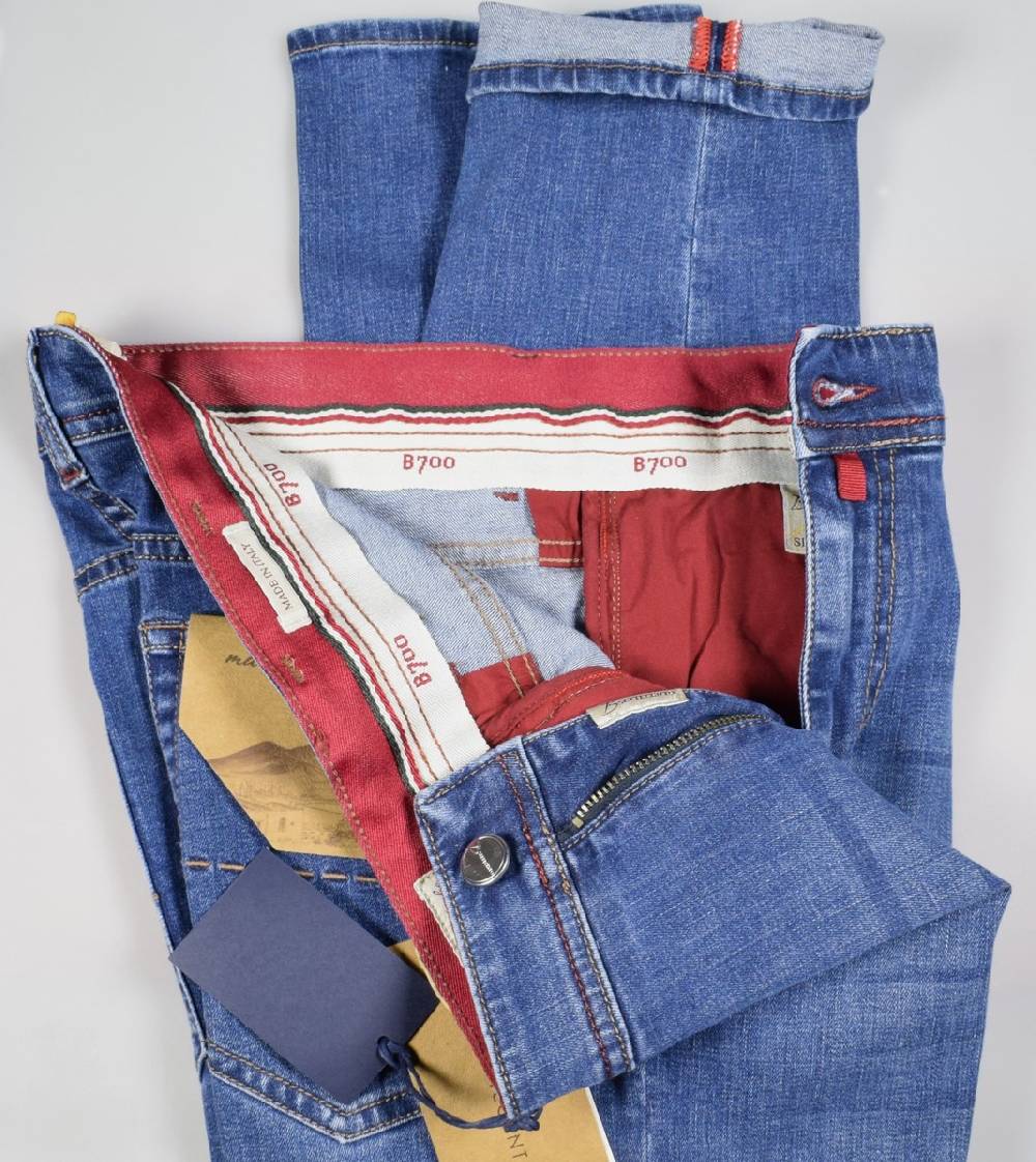 B Settecento Pantalone in denim stretch b700 slim fit lavaggio medio Nuovo