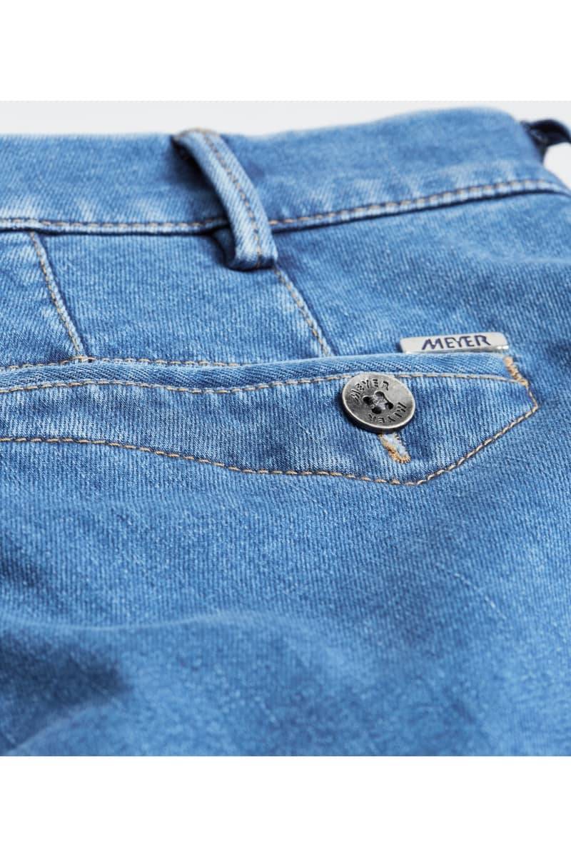 Meyer Cinque tasche in denim flex meyer blu medio stone modern fit Qualità Garantita