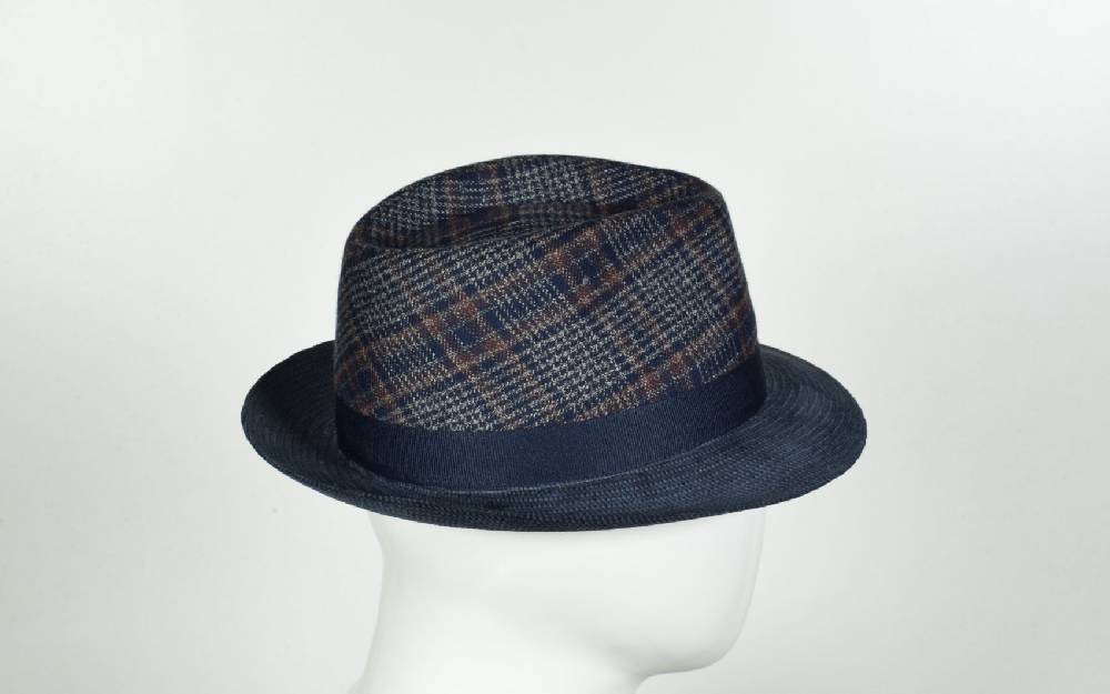 Panizza Cappello trilby panizza blu a quadri Affare Del Giorno