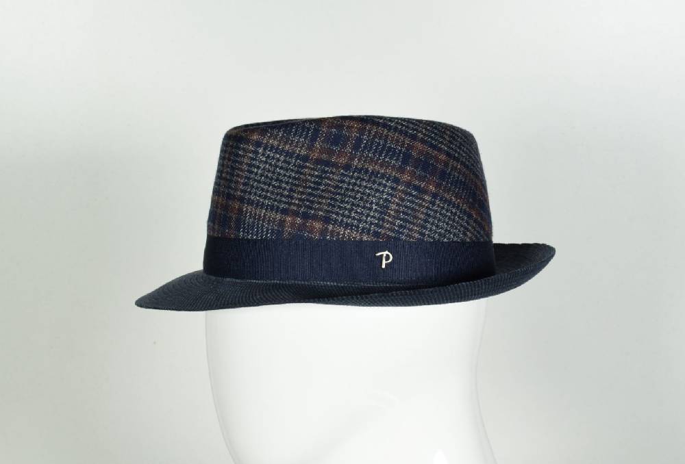 Panizza Cappello trilby panizza blu a quadri Affare Del Giorno