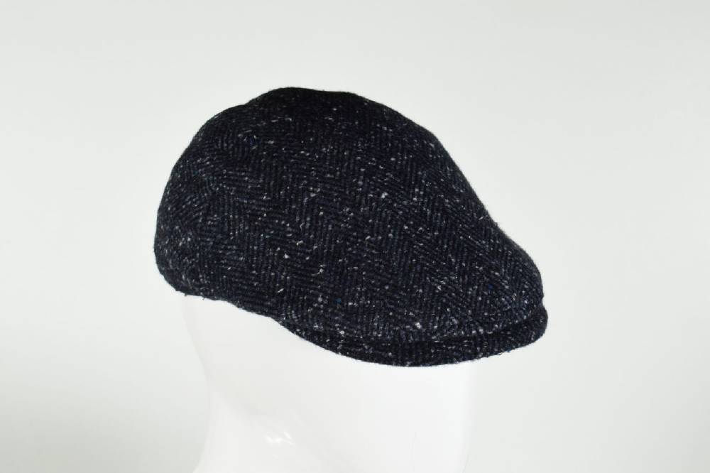 Panizza Berretto panizza blu spigato a tweed misto lana Sconto