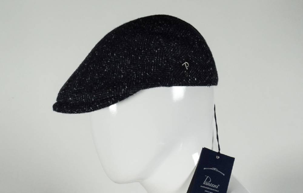 Panizza Berretto panizza blu spigato a tweed misto lana Sconto