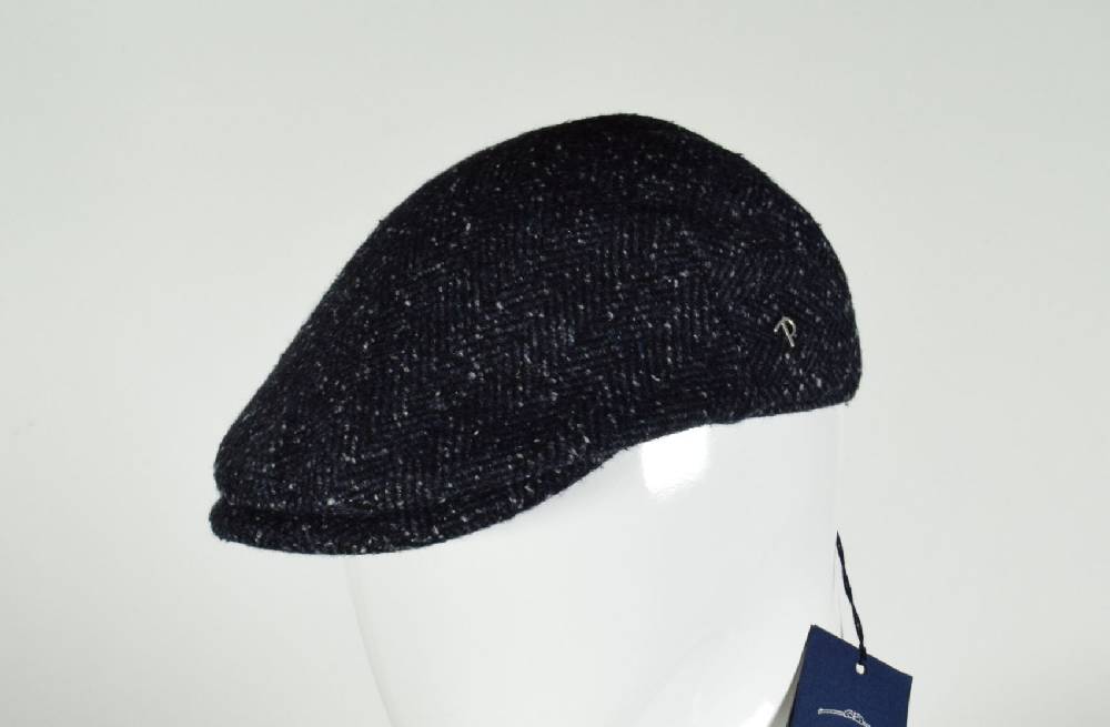 Panizza Berretto panizza blu spigato a tweed misto lana Sconto