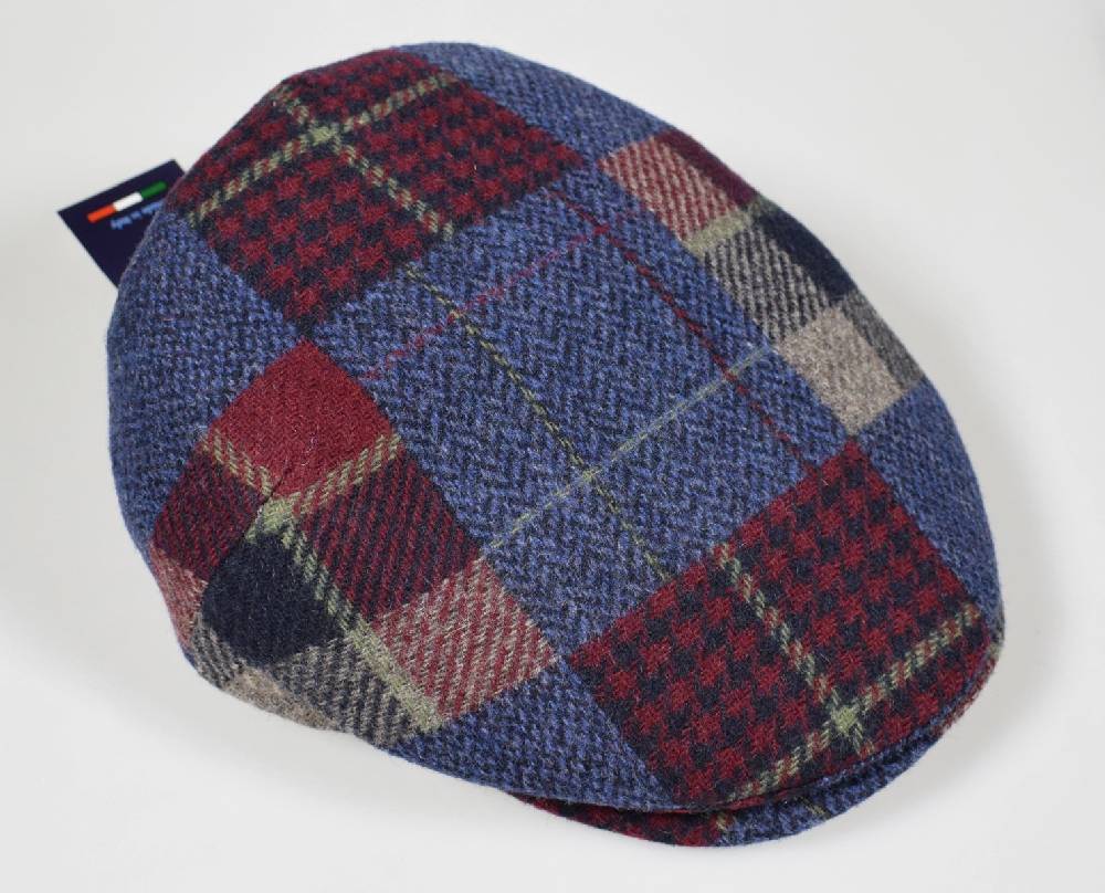 Imor di Banfi Cappello berretto imor blu a quadri in pura lana merino made in italy Saldi Di Fabbrica