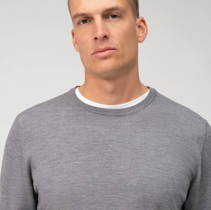 Olymp Girocollo olymp grigio medio lana merinos regular fit Pezzi Unici