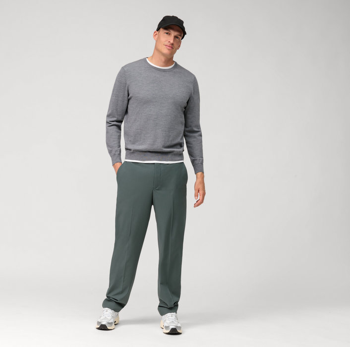 Olymp Girocollo olymp grigio medio lana merinos regular fit Pezzi Unici