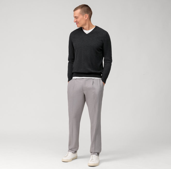 Olymp Pullover scollo a v grigio antracite olymp regular fit Consegna Veloce