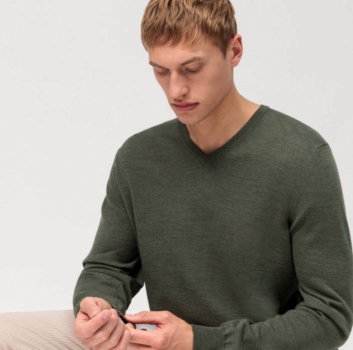Olymp Pullover scollo a v verde olymp regular fit Promozione Limitata