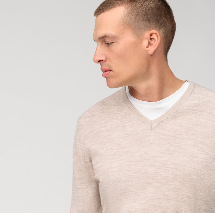 Olymp Pullover scollo a v beige olymp regular fit Fino Al -60%